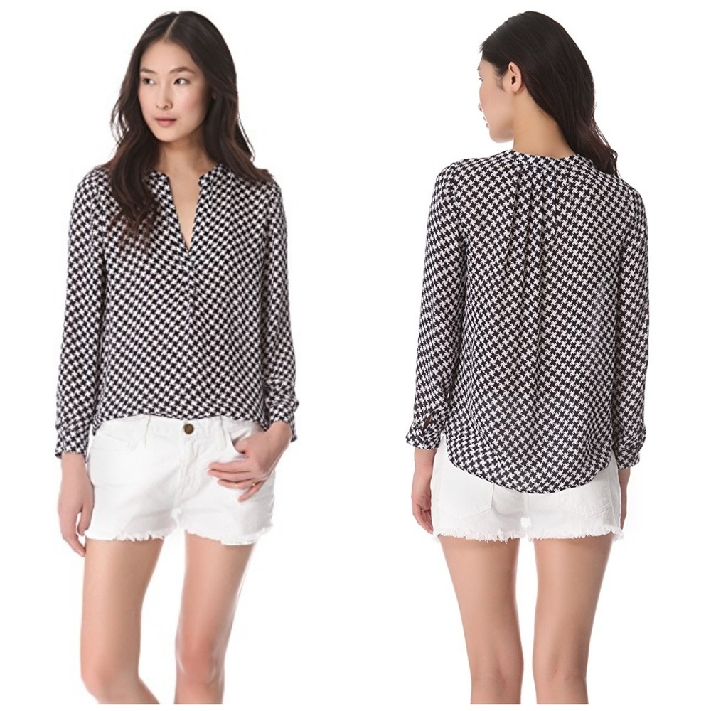 Joie Peterson Silk Houndstooth Blouse